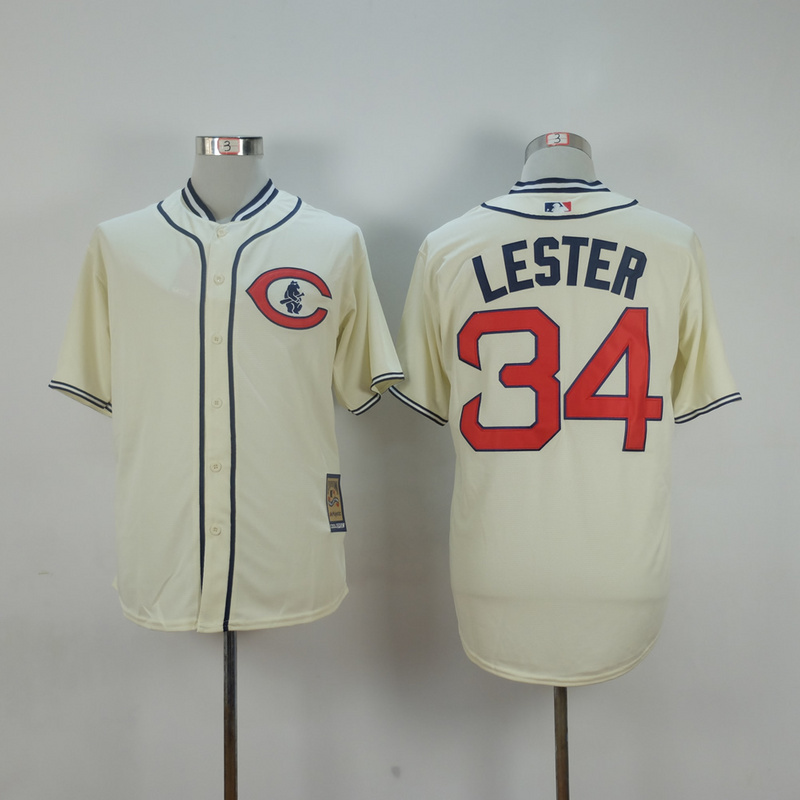 Men Chicago Cubs 34 Lester Cream Throwback 1929 MLB Jerseys